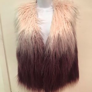 - THREAD SUPPLY VINTAGE FAUX FUR FUZZY VEST PURPLE/ PINK! M NWT